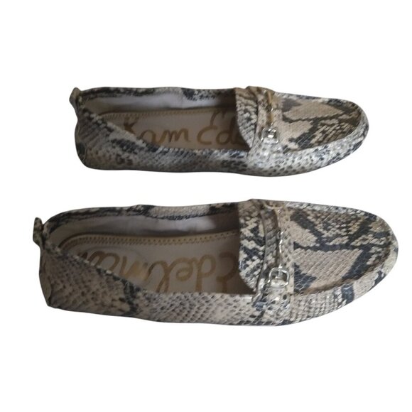 SAM EDELMAN FALTO WOMEN'S SIZE 6.5M SNAKE PRINT SILVER HORSE BIT SLIP ON… - Picture 2 of 4